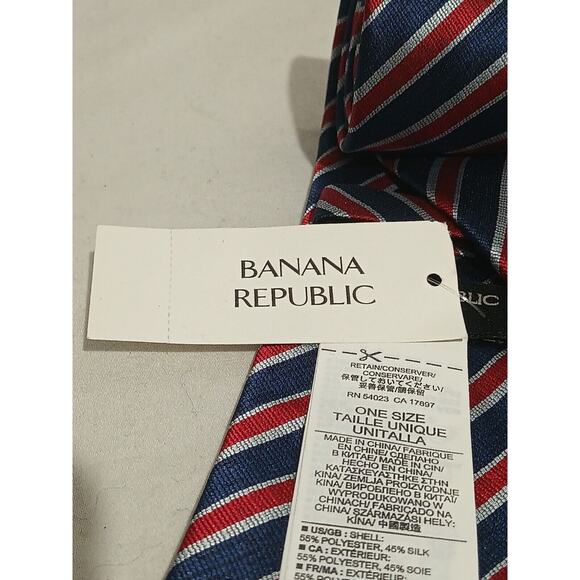 NWT Banana Republic Nautical Blue Wine Gray Diagonal Striped Tie 2 And 1/4 In... - Picture 5 of 9
